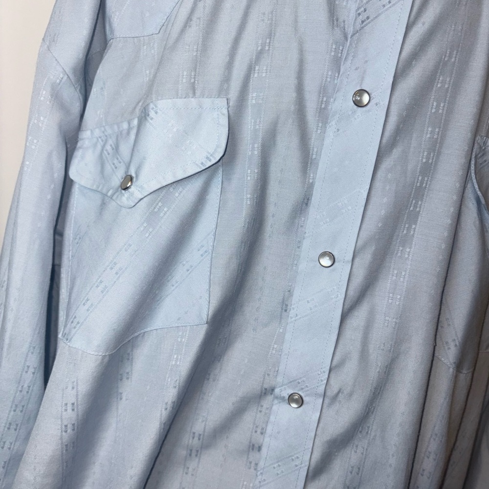 Vintage Western Blue Pearl Snap Shirt XLT - Picture 3 of 9